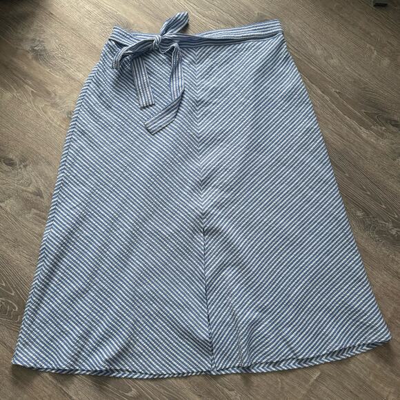 Westport Blue and White Striped A-line Maxi Skirt - size L - Picture 2 of 7
